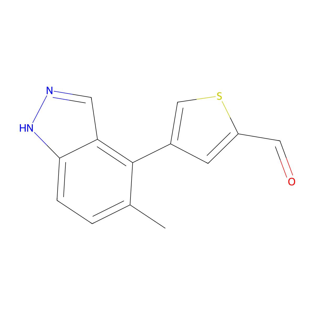 4-(5-methyl-1H-indazol-4-yl)thiophene-2-carbaldehyde molecular structure, CAS 2172356-84-0