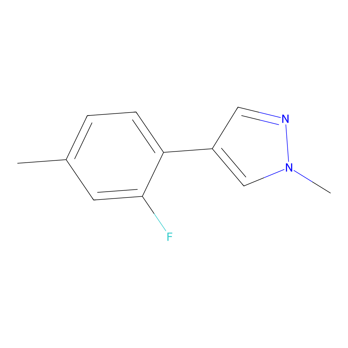 4-(2-fluoro-4-methylphenyl)-1-methyl-1H-pyrazole molecular structure, CAS 2172357-42-3