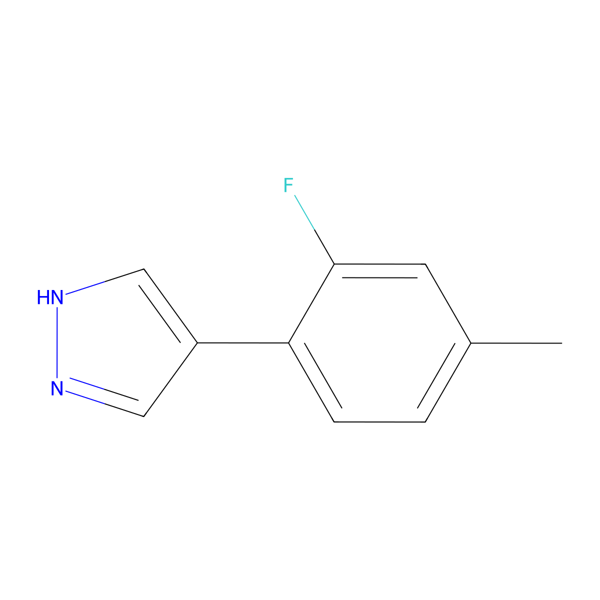 4-(2-fluoro-4-methylphenyl)-1H-pyrazole molecular structure, CAS 2172365-64-7