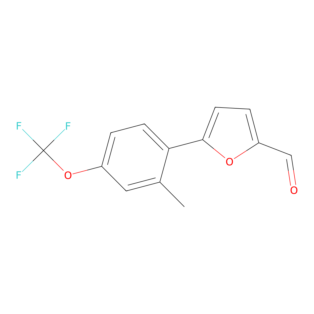 5-[2-Methyl-4-(trifluoromethoxy)phenyl]furan-2-carbaldehyde molecular structure, CAS 2172371-20-7