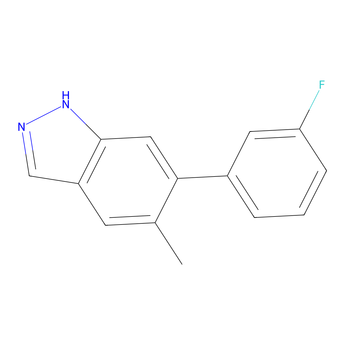 6-(3-fluorophenyl)-5-methyl-1H-indazole molecular structure, CAS 2172371-96-7