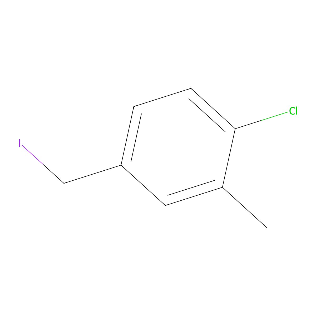 1-Chloro-4-(iodomethyl)-2-methylbenzene molecular structure, CAS 2172386-90-0