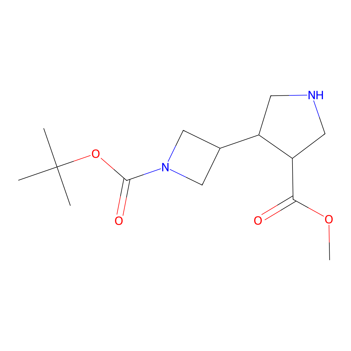 Methyl 4-{1-[(tert-butoxy)carbonyl]azetidin-3-yl}pyrrolidine-3-carboxylate molecular structure, CAS 2172396-35-7