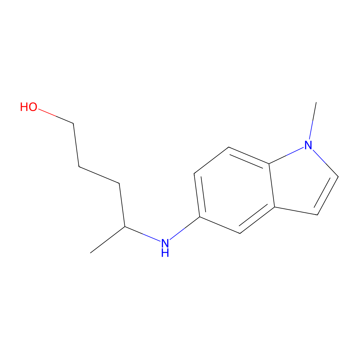 4-[(1-methyl-1H-indol-5-yl)amino]pentan-1-ol molecular structure, CAS 2172431-74-0