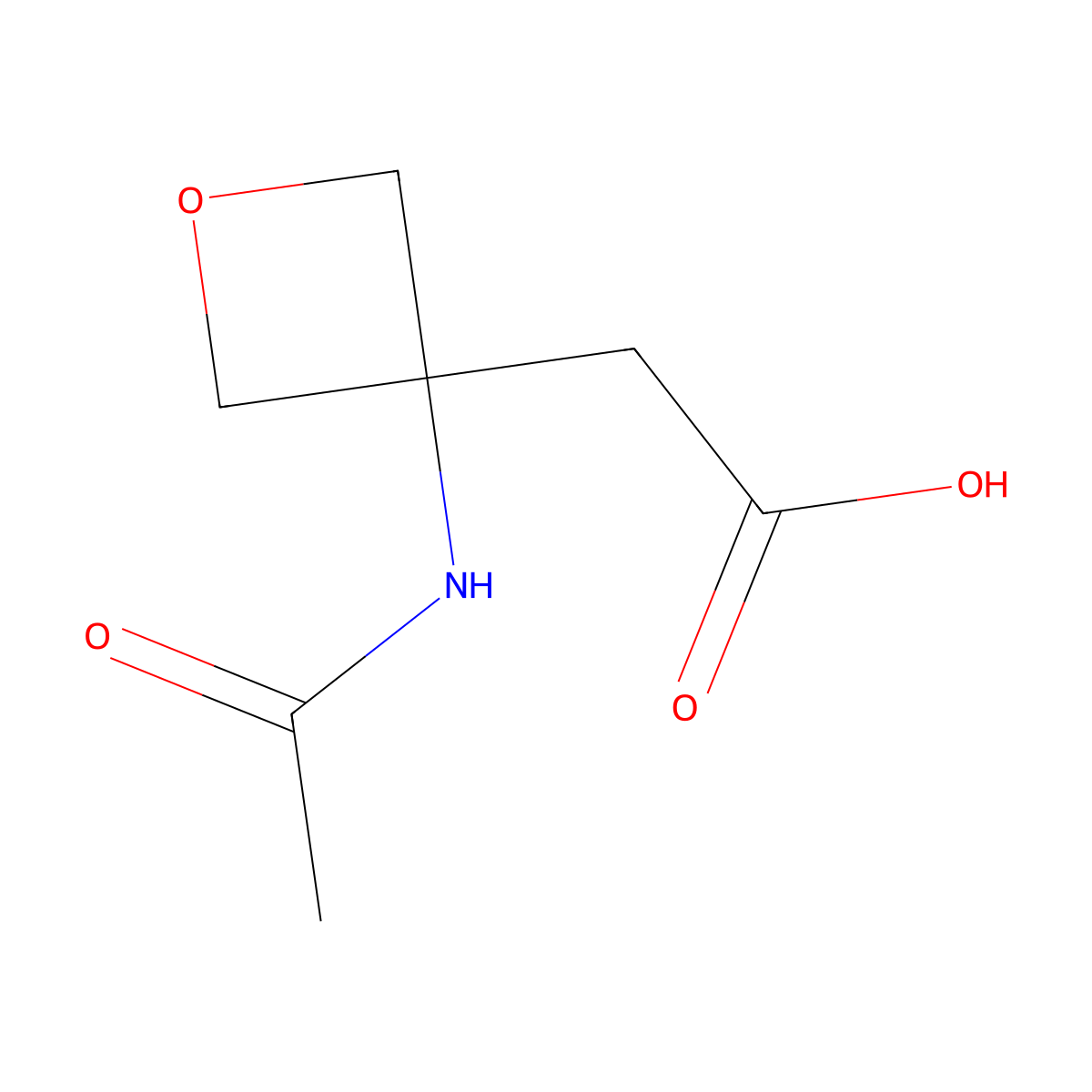 2-(3-Acetamidooxetan-3-yl)acetic acid molecular structure, CAS 2172432-46-9