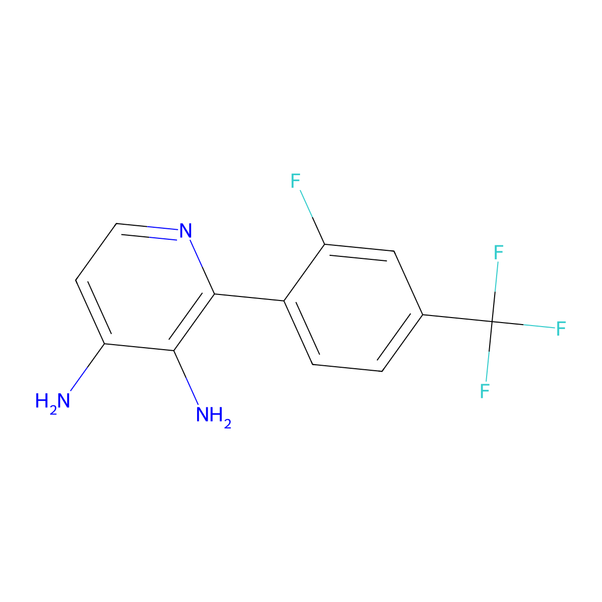 2-[2-Fluoro-4-(trifluoromethyl)phenyl]pyridine-3,4-diamine molecular structure, CAS 2172434-24-9