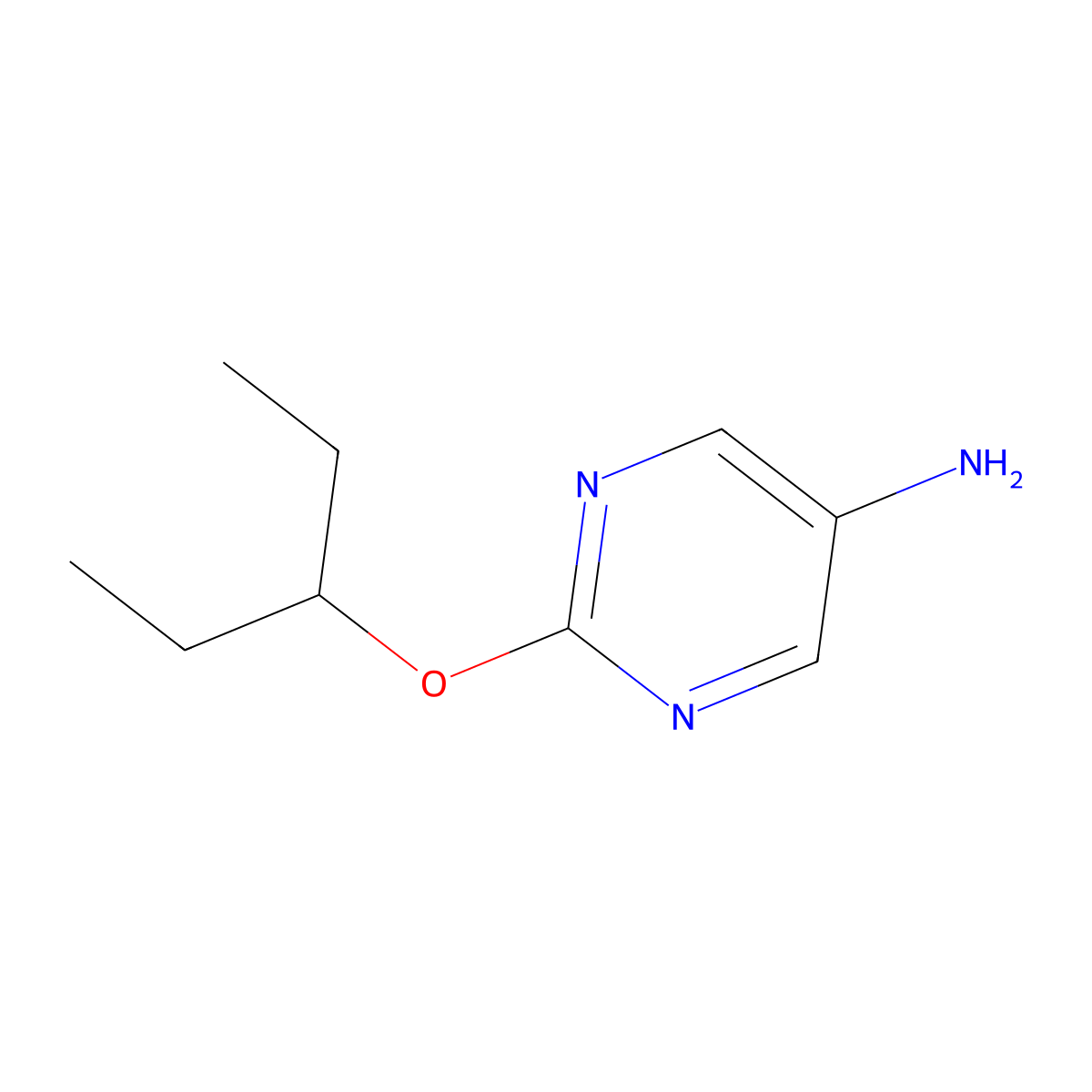 2-(Pentan-3-yloxy)pyrimidin-5-amine molecular structure, CAS 2172434-35-2