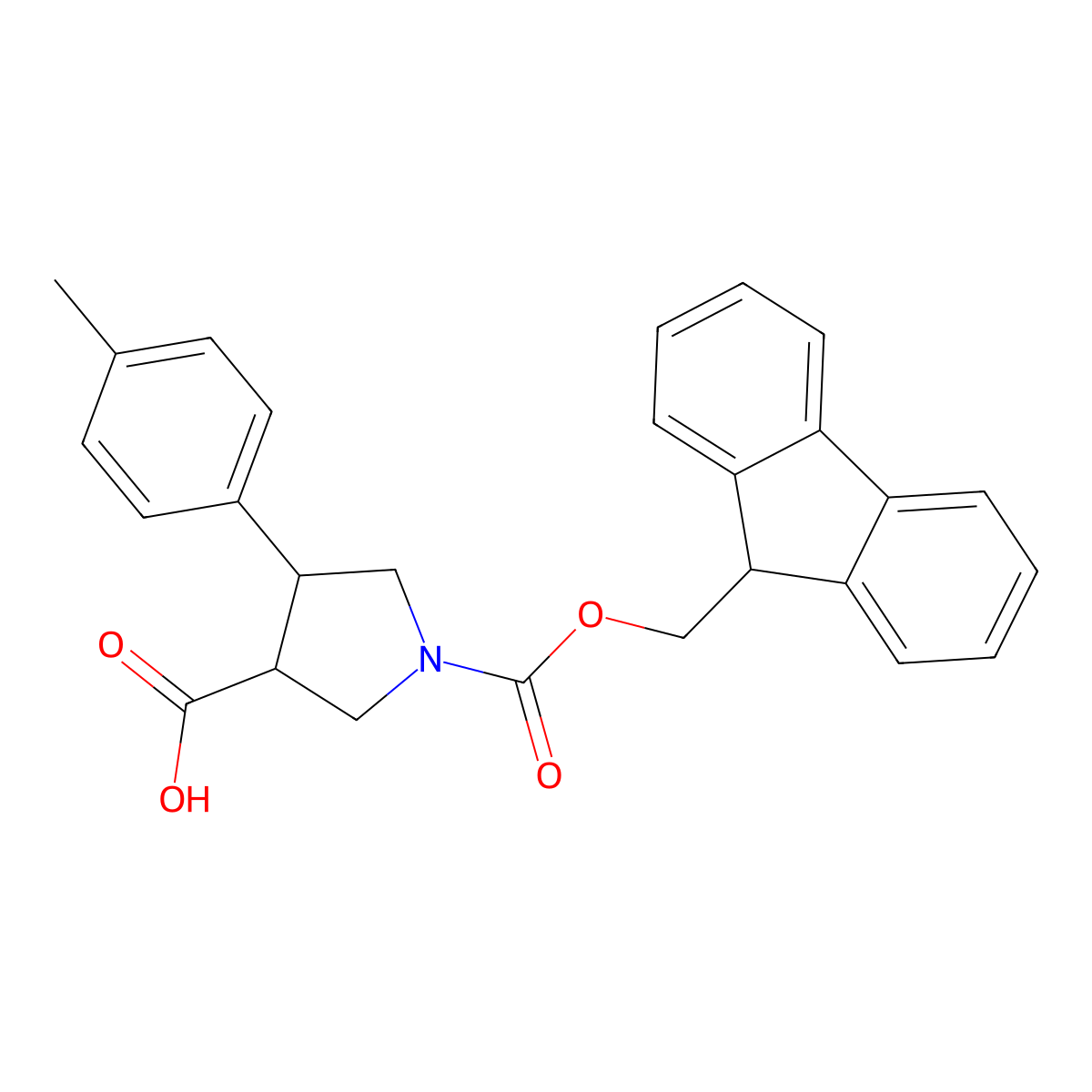 1-{[(9H-fluoren-9-yl)methoxy]carbonyl}-4-(4-methylphenyl)pyrrolidine-3-carboxylic acid molecular structure, CAS 2172435-01-5