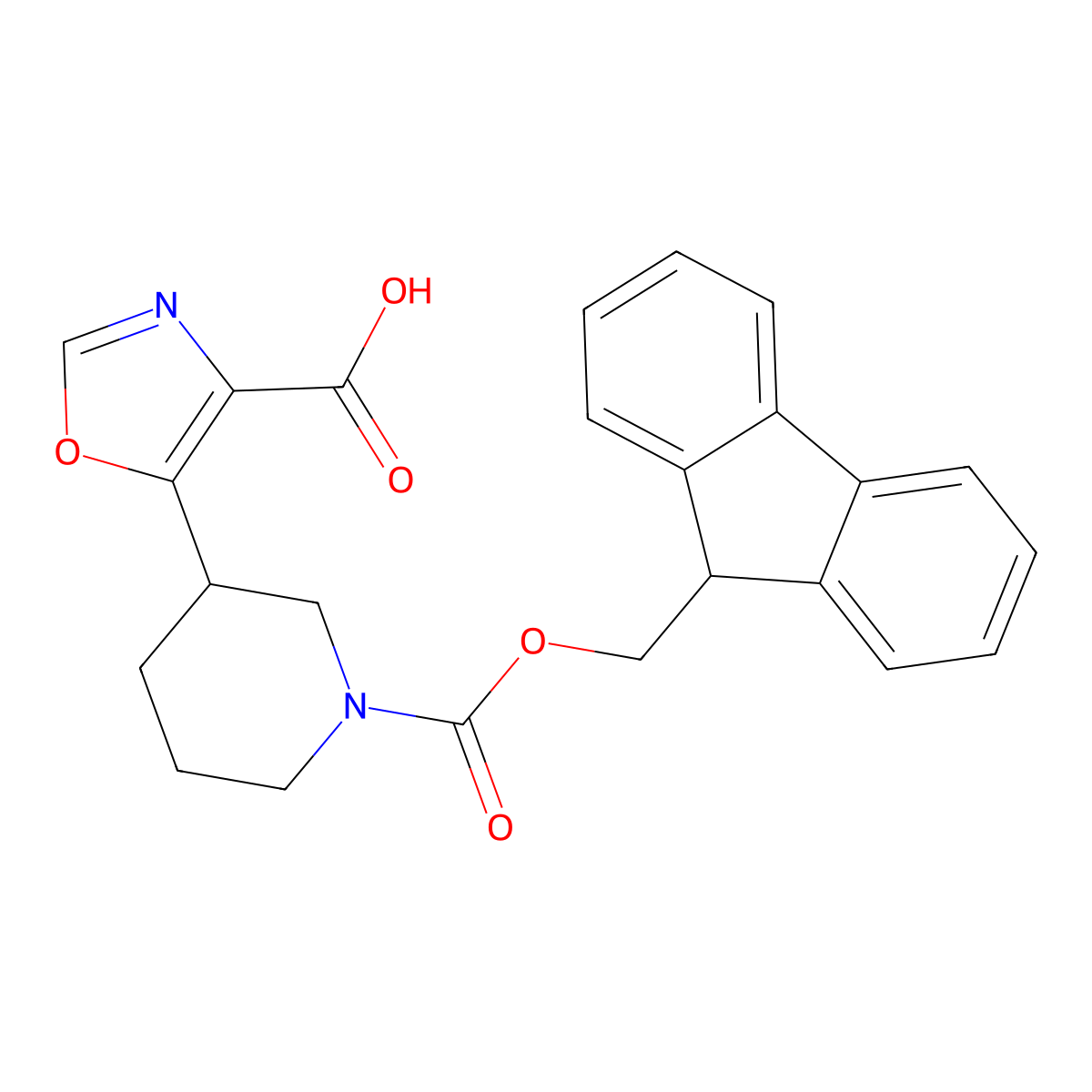 5-(1-{[(9H-fluoren-9-yl)methoxy]carbonyl}piperidin-3-yl)-1,3-oxazole-4-carboxylic acid molecular structure, CAS 2172435-32-2
