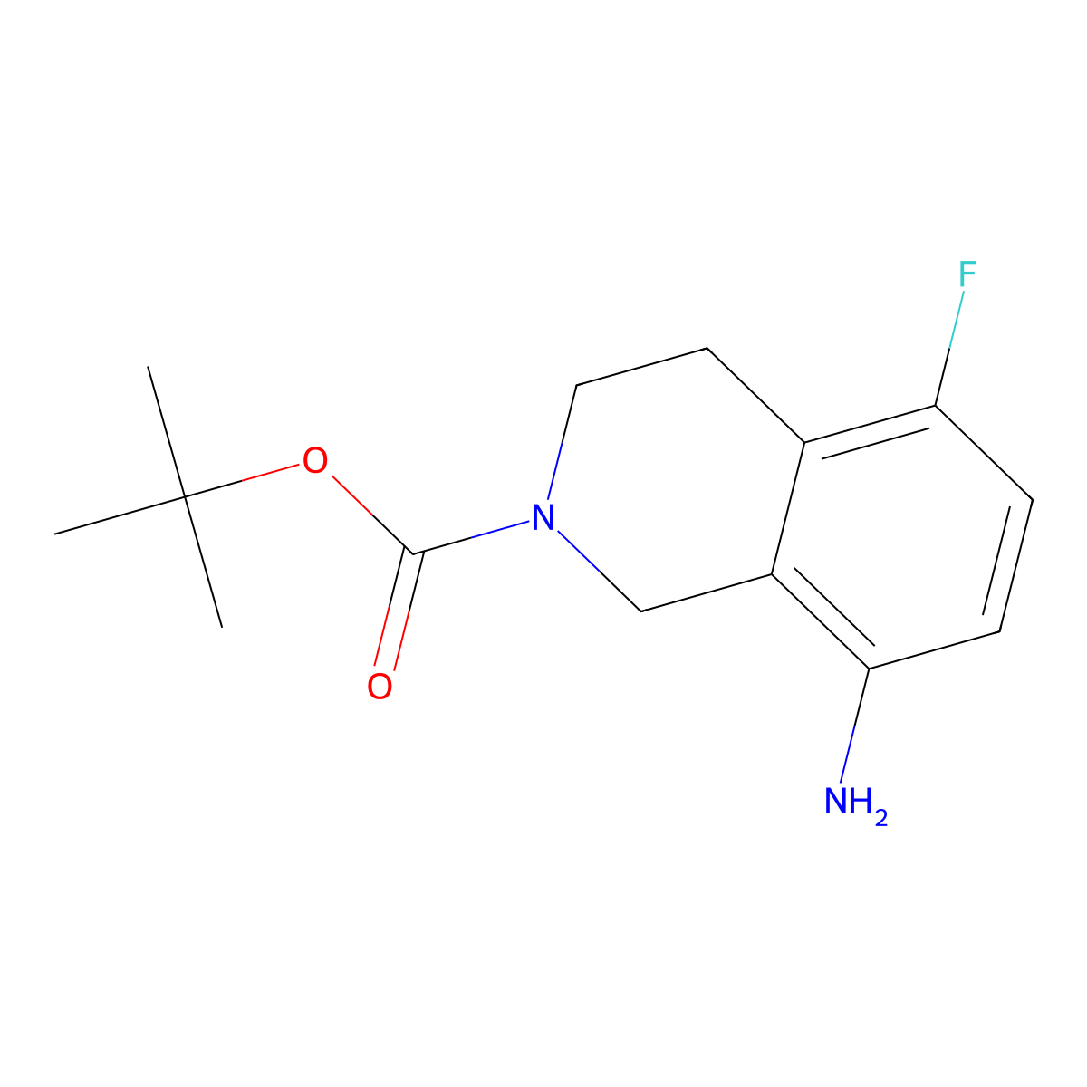 Tert-butyl 8-amino-5-fluoro-1,2,3,4-tetrahydroisoquinoline-2-carboxylate molecular structure, CAS 2172440-12-7