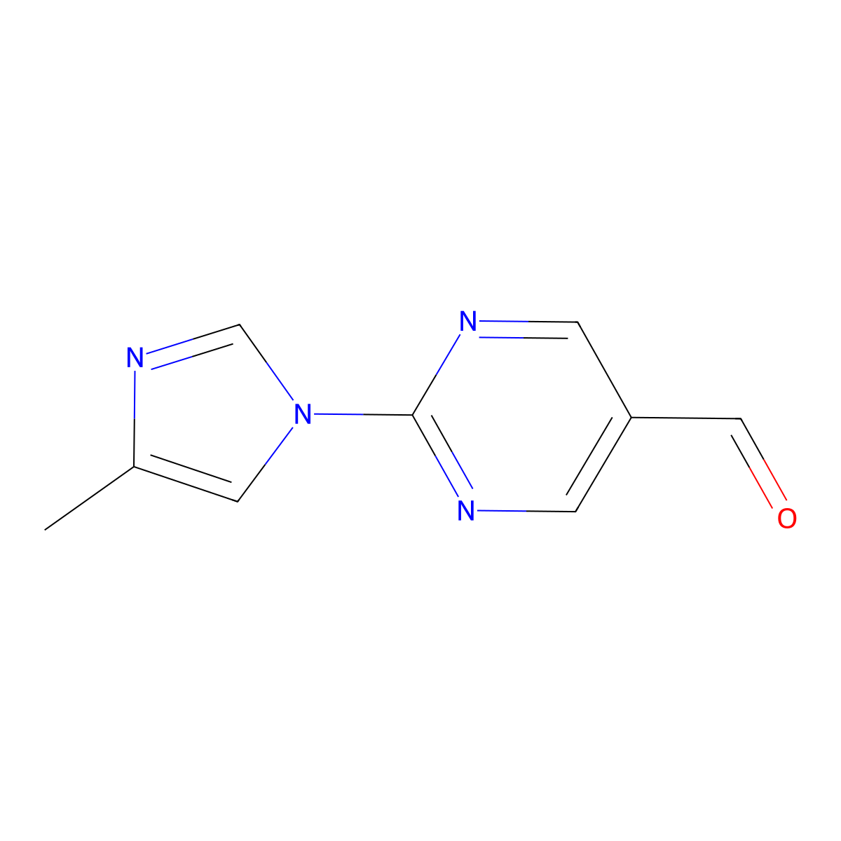 2-(4-methyl-1H-imidazol-1-yl)pyrimidine-5-carbaldehyde molecular structure, CAS 2172441-26-6