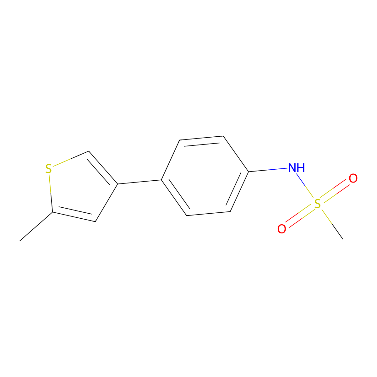 N-[4-(5-methylthiophen-3-yl)phenyl]methanesulfonamide molecular structure, CAS 2172443-42-2
