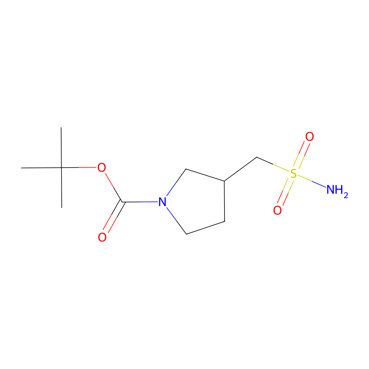 Tert-butyl 3-(sulfamoylmethyl)pyrrolidine-1-carboxylate molecular structure, CAS 2172444-35-6