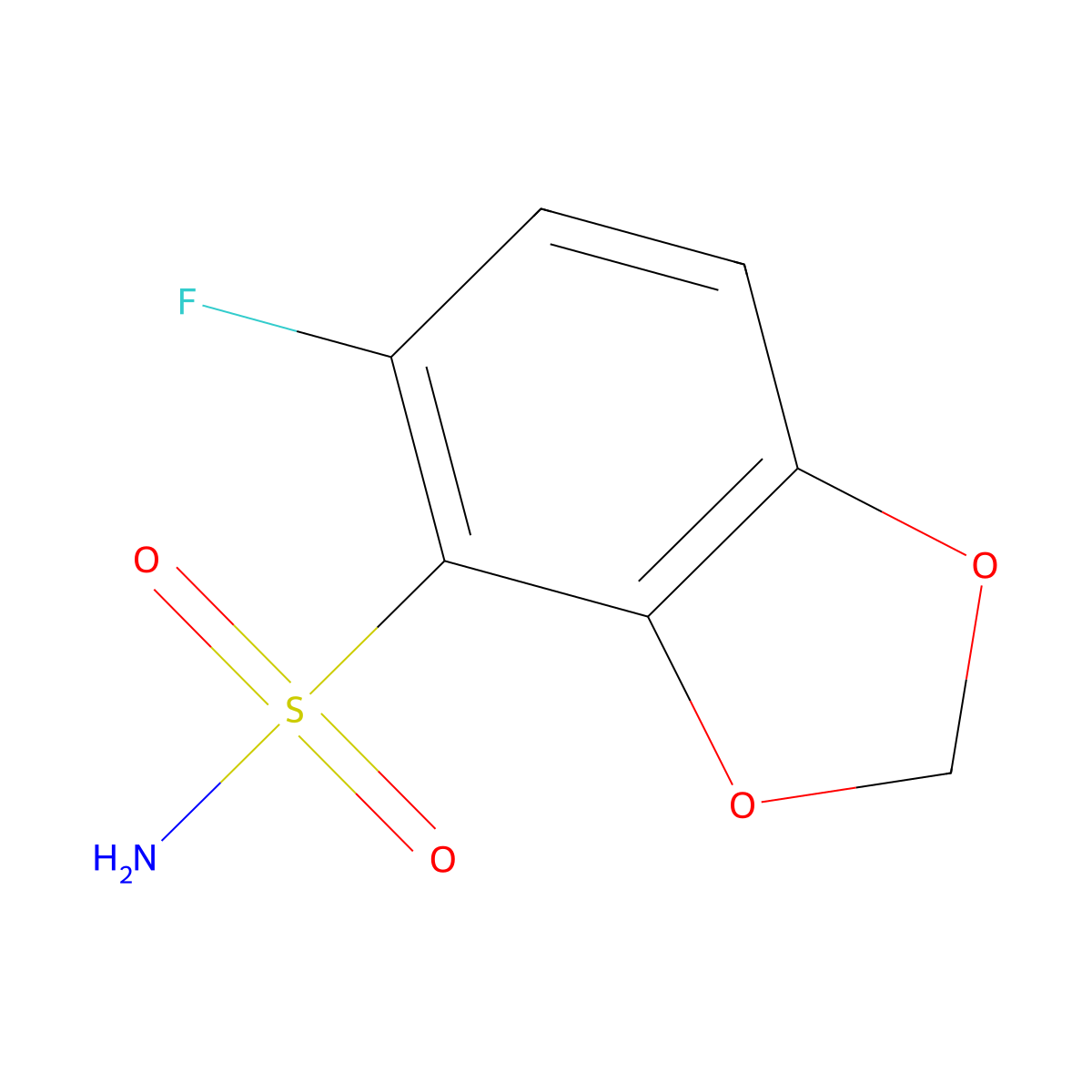 5-Fluoro-1,3-dioxaindane-4-sulfonamide molecular structure, CAS 2172444-45-8