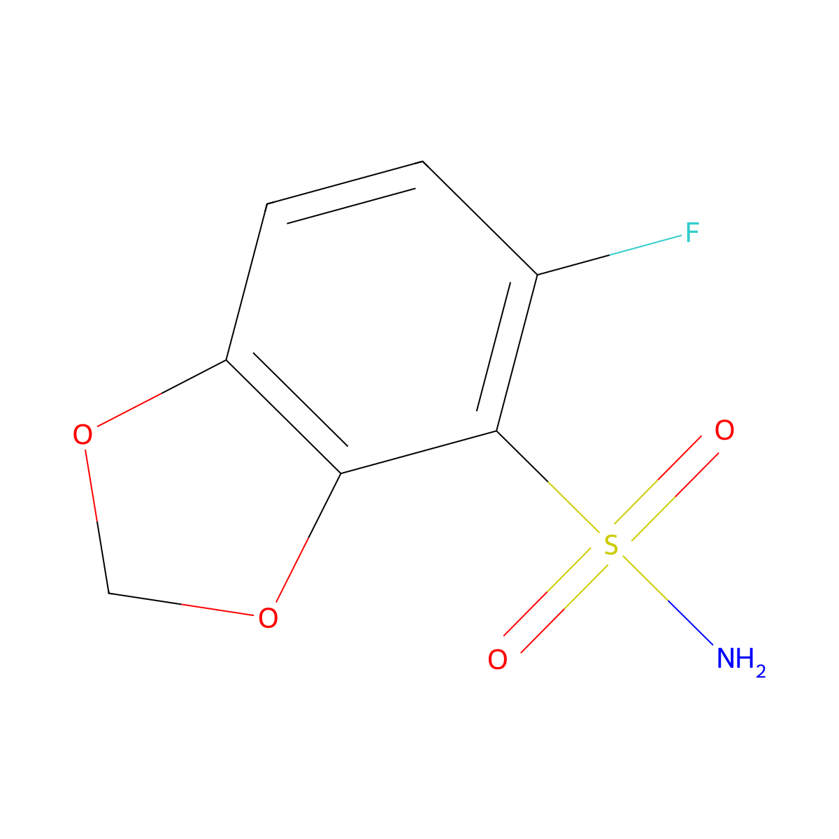 5-Fluoro-1,3-dioxaindane-4-sulfonamide molecular structure, CAS 2172444-45-8