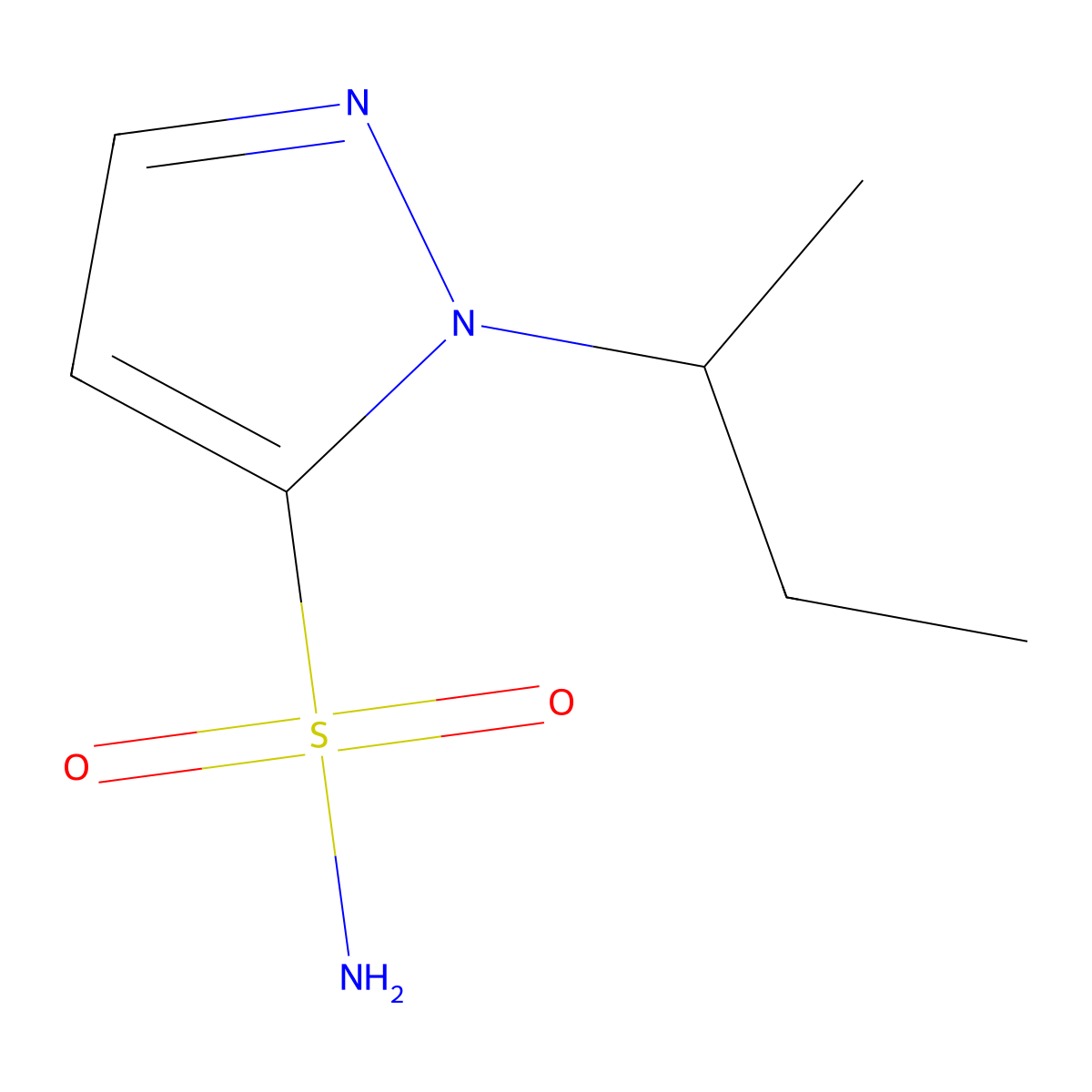 1-(butan-2-yl)-1H-pyrazole-5-sulfonamide molecular structure, CAS 2172445-12-2