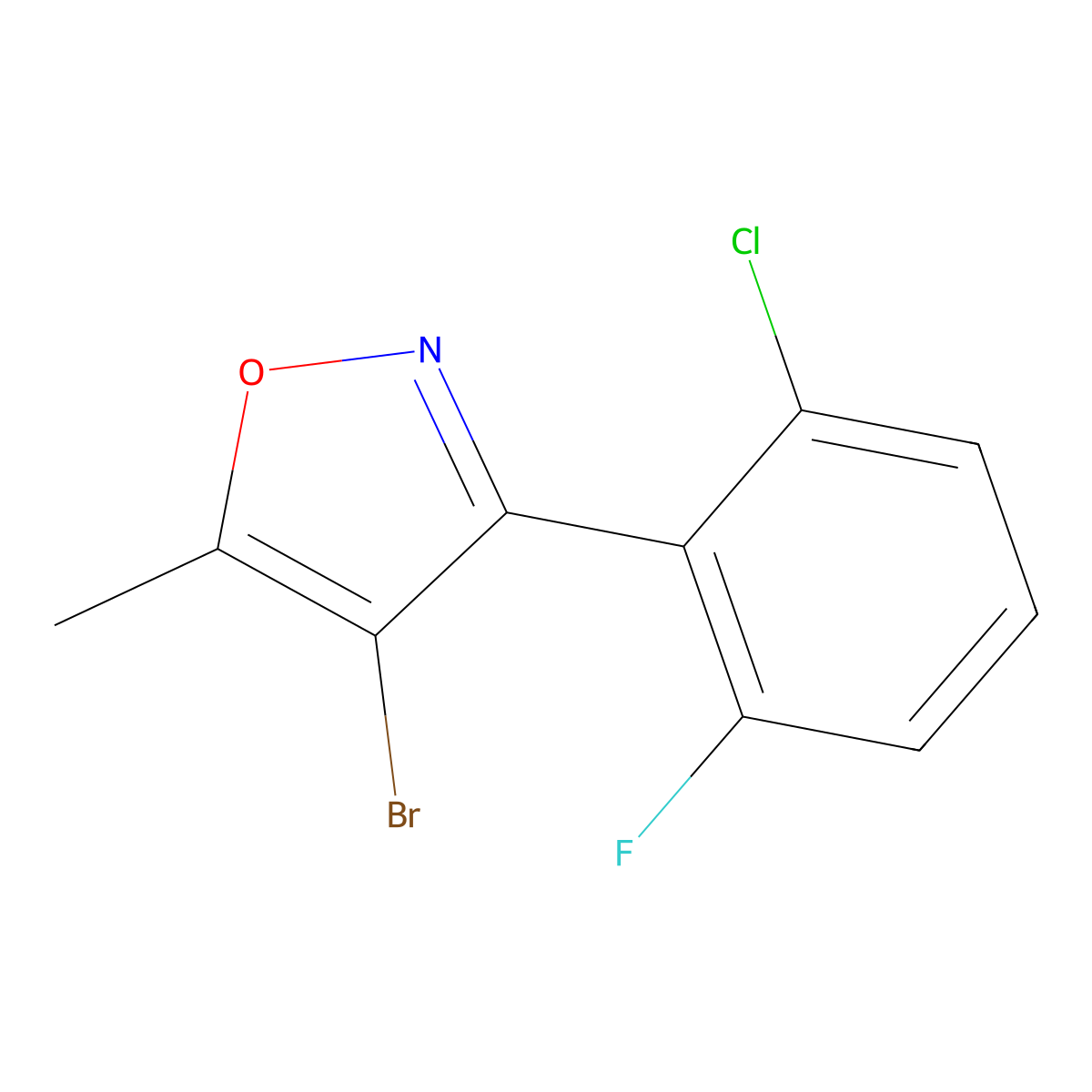 4-Bromo-3-(2-chloro-6-fluorophenyl)-5-methyl-1,2-oxazole molecular structure, CAS 2172447-23-1