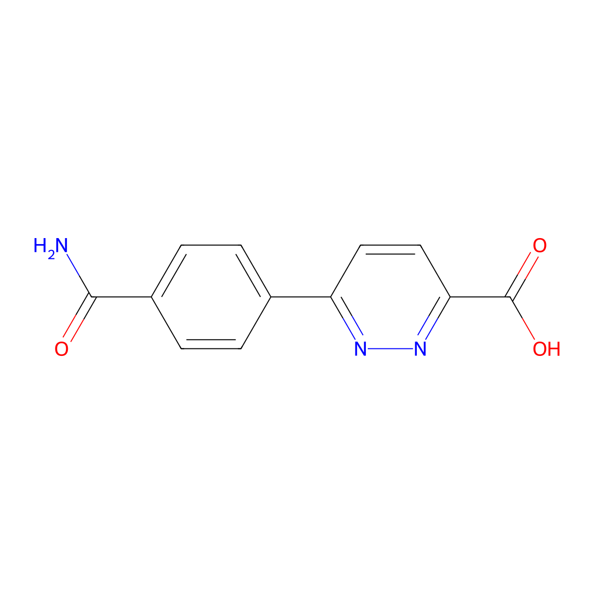 6-(4-Carbamoylphenyl)pyridazine-3-carboxylic acid molecular structure, CAS 2172447-65-1