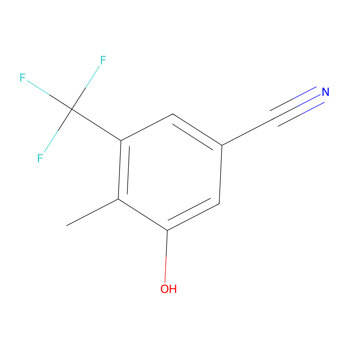 3-Hydroxy-4-methyl-5-(trifluoromethyl)benzonitrile molecular structure, CAS 2172449-99-7