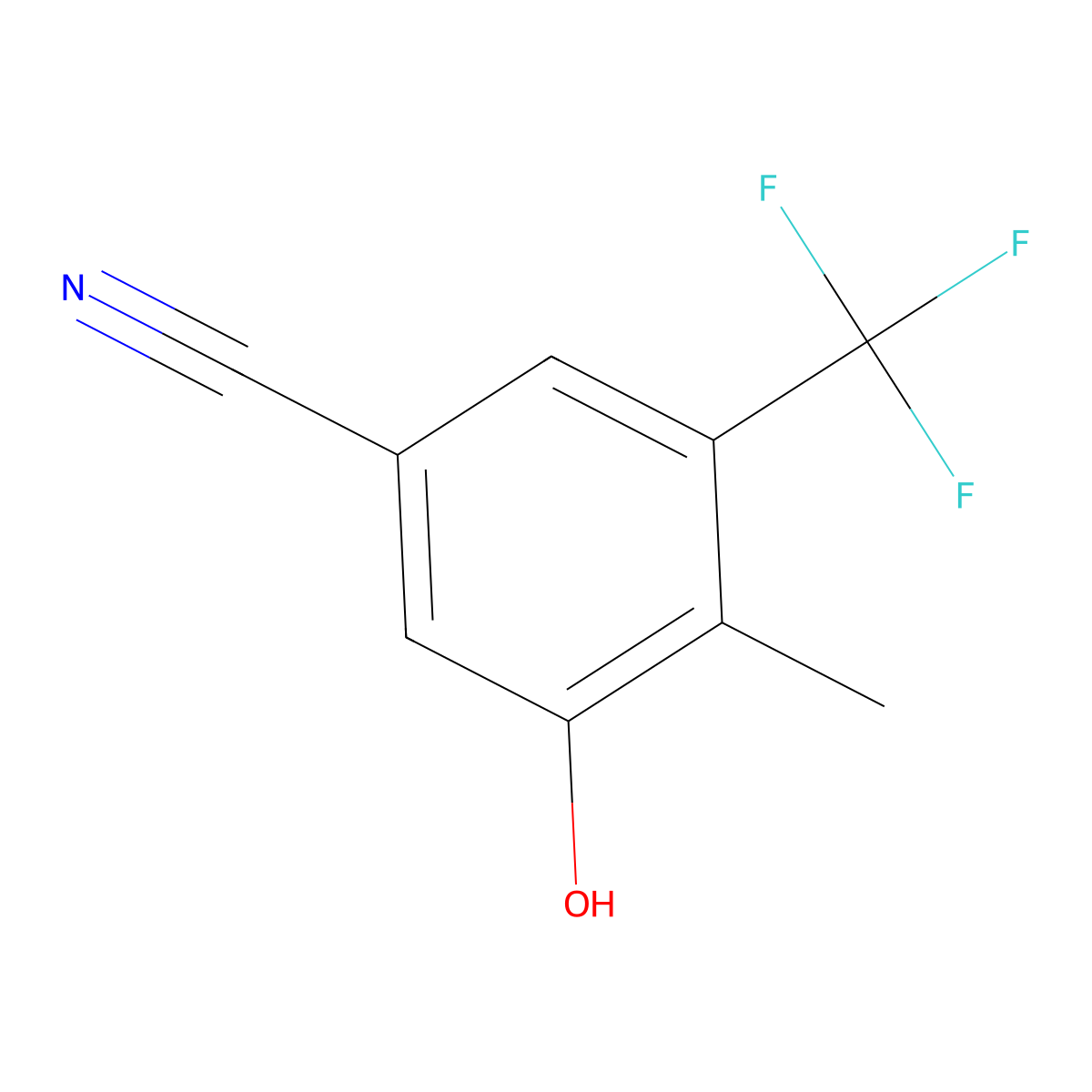 3-Hydroxy-4-methyl-5-(trifluoromethyl)benzonitrile molecular structure, CAS 2172449-99-7