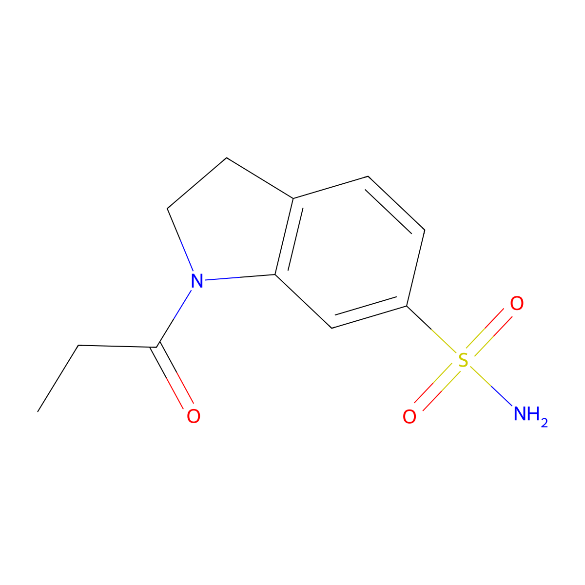 1-propanoyl-2,3-dihydro-1H-indole-6-sulfonamide molecular structure, CAS 2172450-68-7