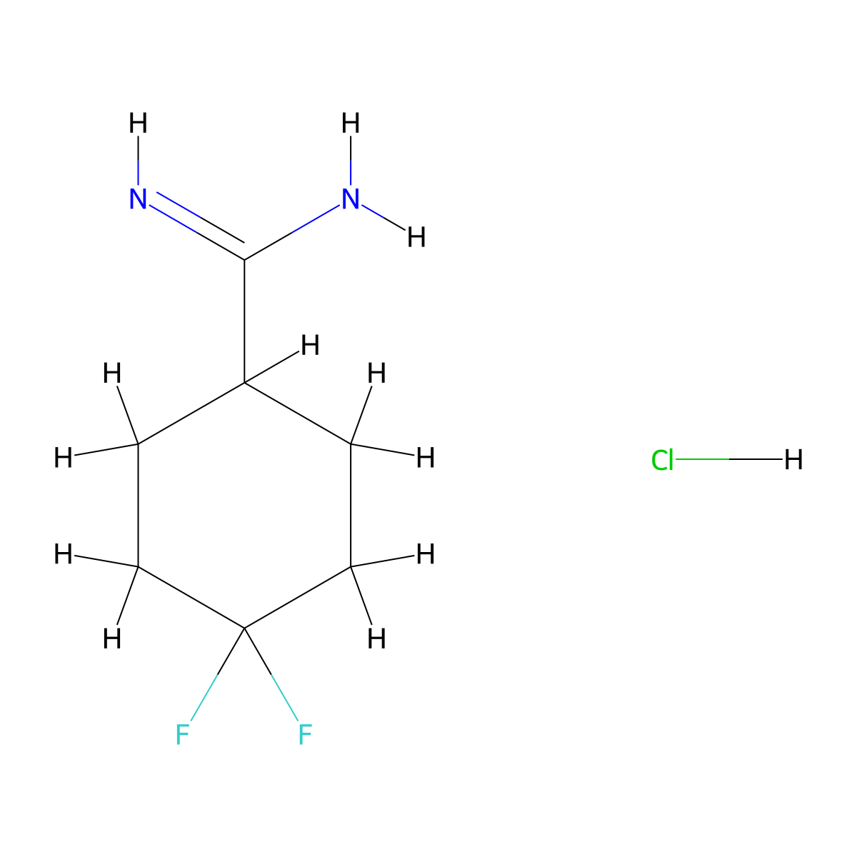 4,4-Difluorocyclohexane-1-carboximidamide hydrochloride molecular structure, CAS 2172450-78-9