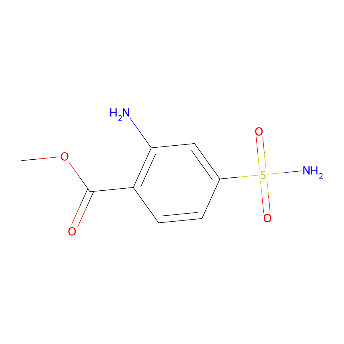Methyl 2-amino-4-sulfamoylbenzoate molecular structure, CAS 2172451-90-8