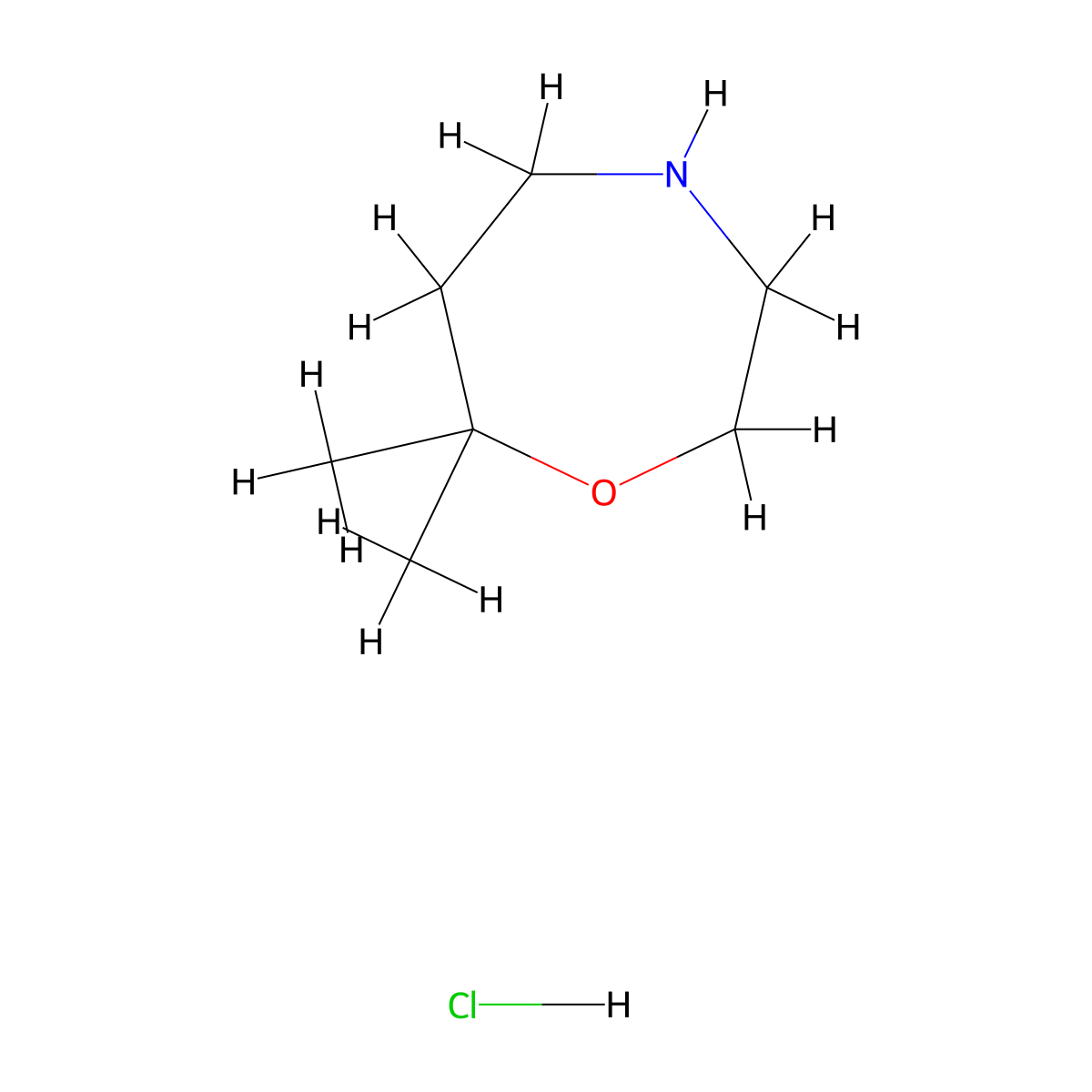 7,7-Dimethyl-1,4-oxazepane hydrochloride molecular structure, CAS 2172463-13-5