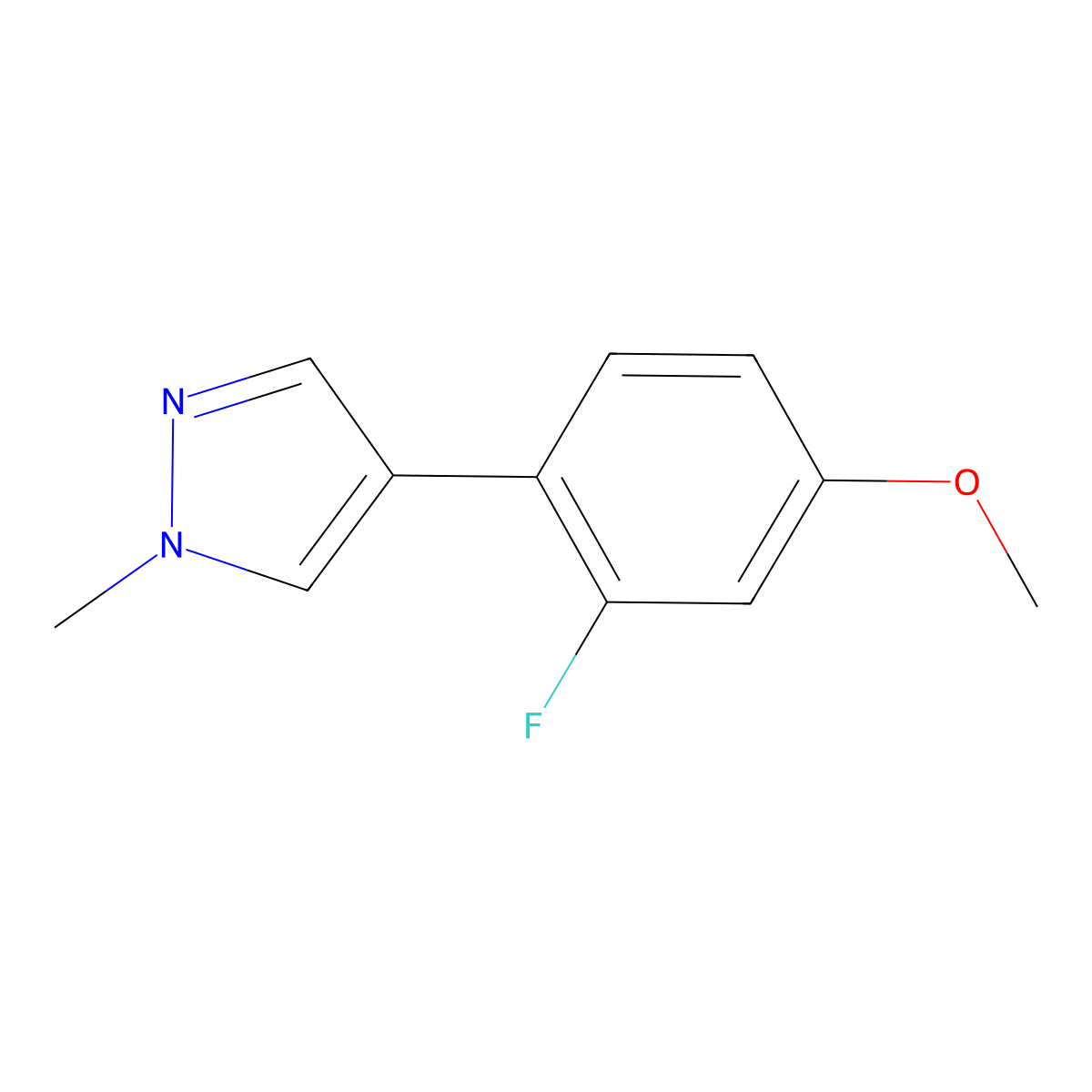 4-(2-fluoro-4-methoxyphenyl)-1-methyl-1H-pyrazole molecular structure, CAS 2172463-50-0
