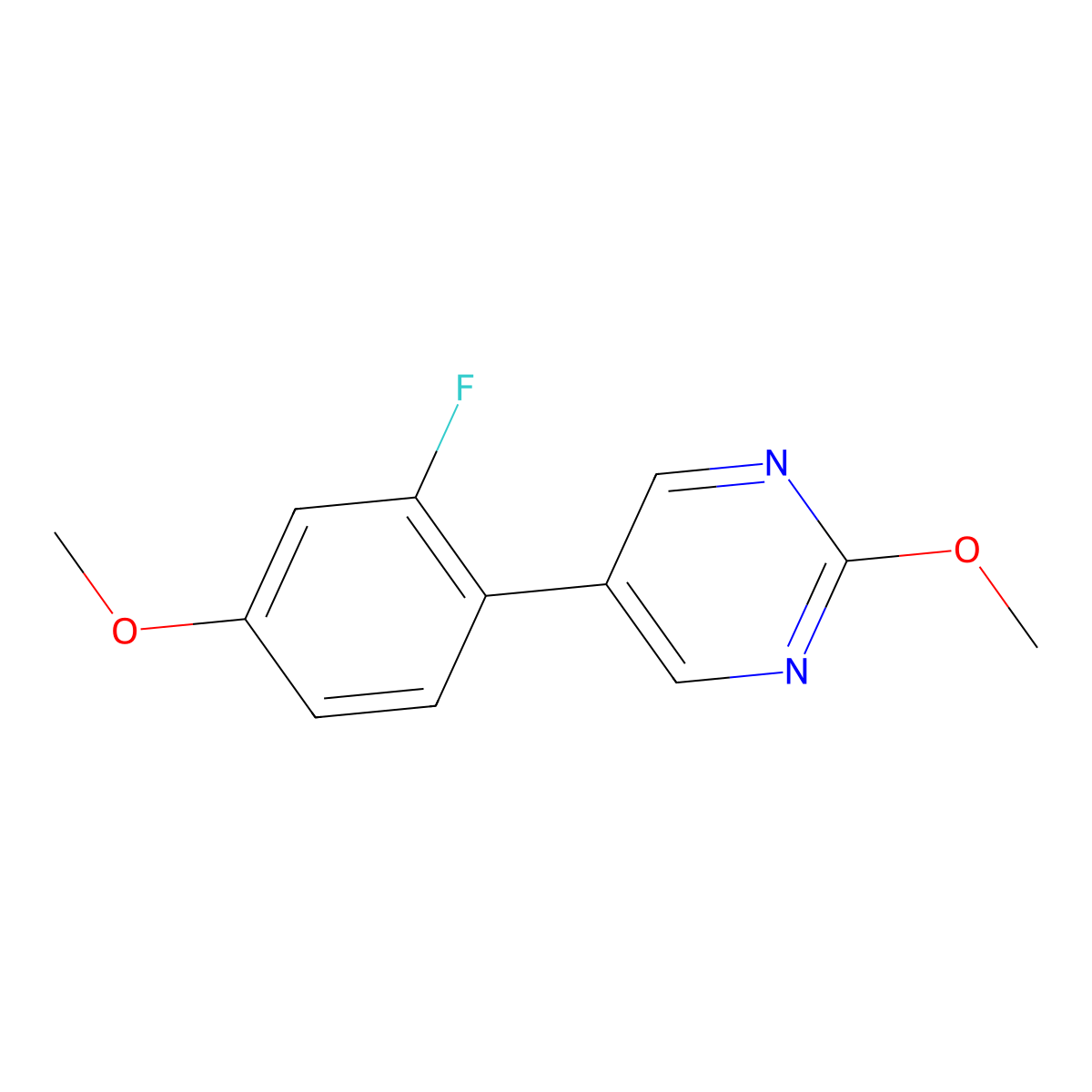5-(2-Fluoro-4-methoxyphenyl)-2-methoxypyrimidine molecular structure, CAS 2172463-58-8