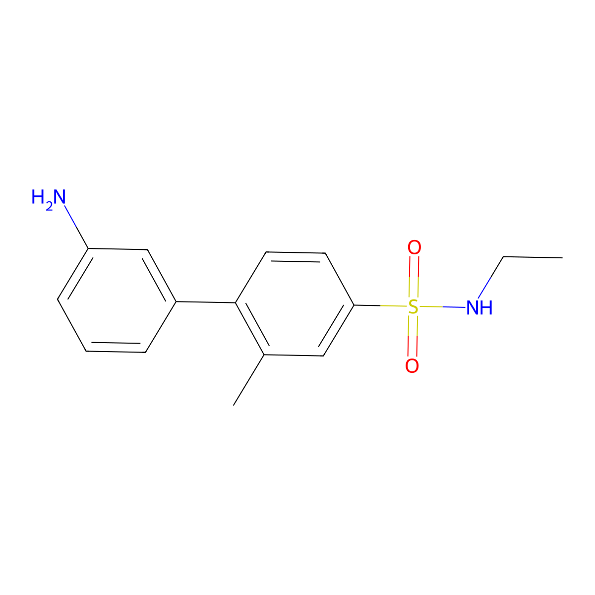 4-(3-aminophenyl)-N-ethyl-3-methylbenzene-1-sulfonamide molecular structure, CAS 2172463-91-9