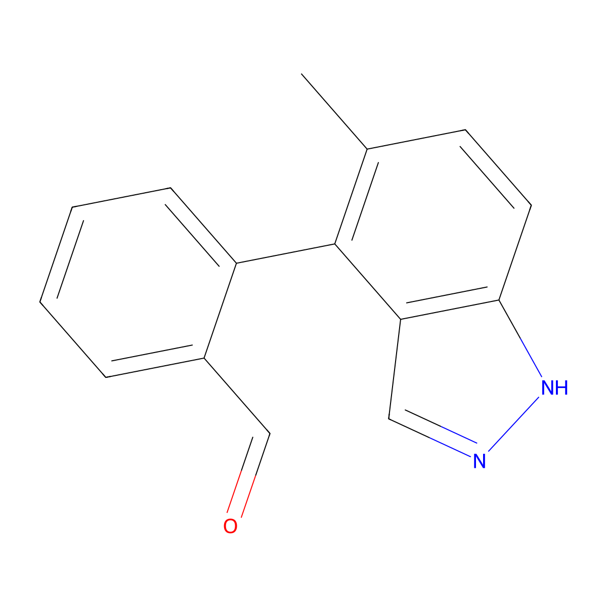 2-(5-methyl-1H-indazol-4-yl)benzaldehyde molecular structure, CAS 2172465-44-8