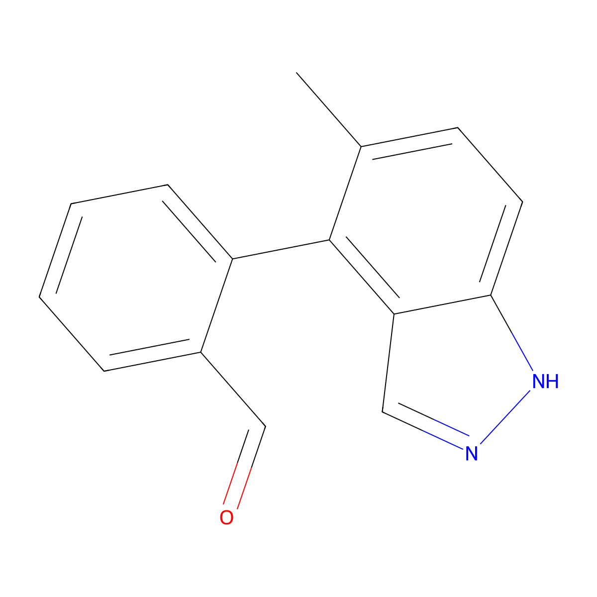 2-(5-methyl-1H-indazol-4-yl)benzaldehyde molecular structure, CAS 2172465-44-8