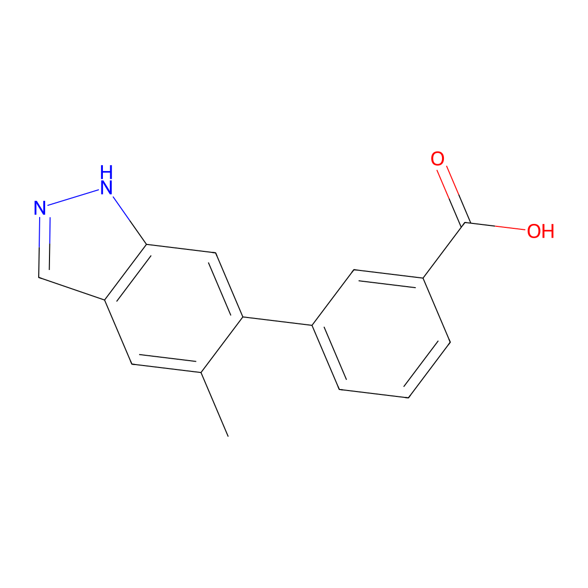 3-(5-methyl-1H-indazol-6-yl)benzoic acid molecular structure, CAS 2172465-51-7