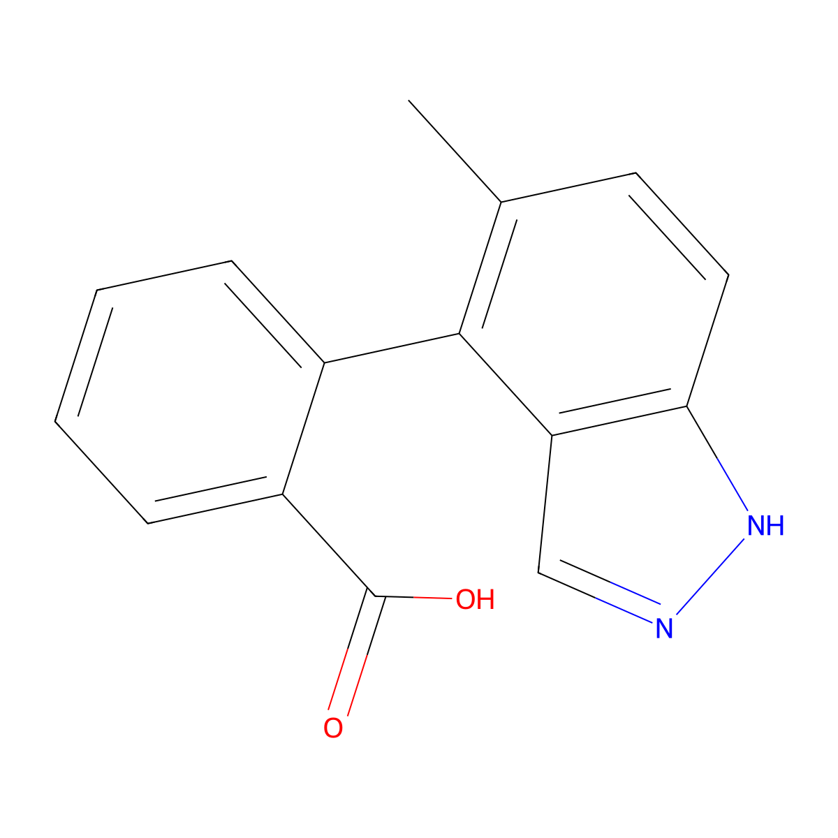 2-(5-methyl-1H-indazol-4-yl)benzoic acid molecular structure, CAS 2172465-58-4