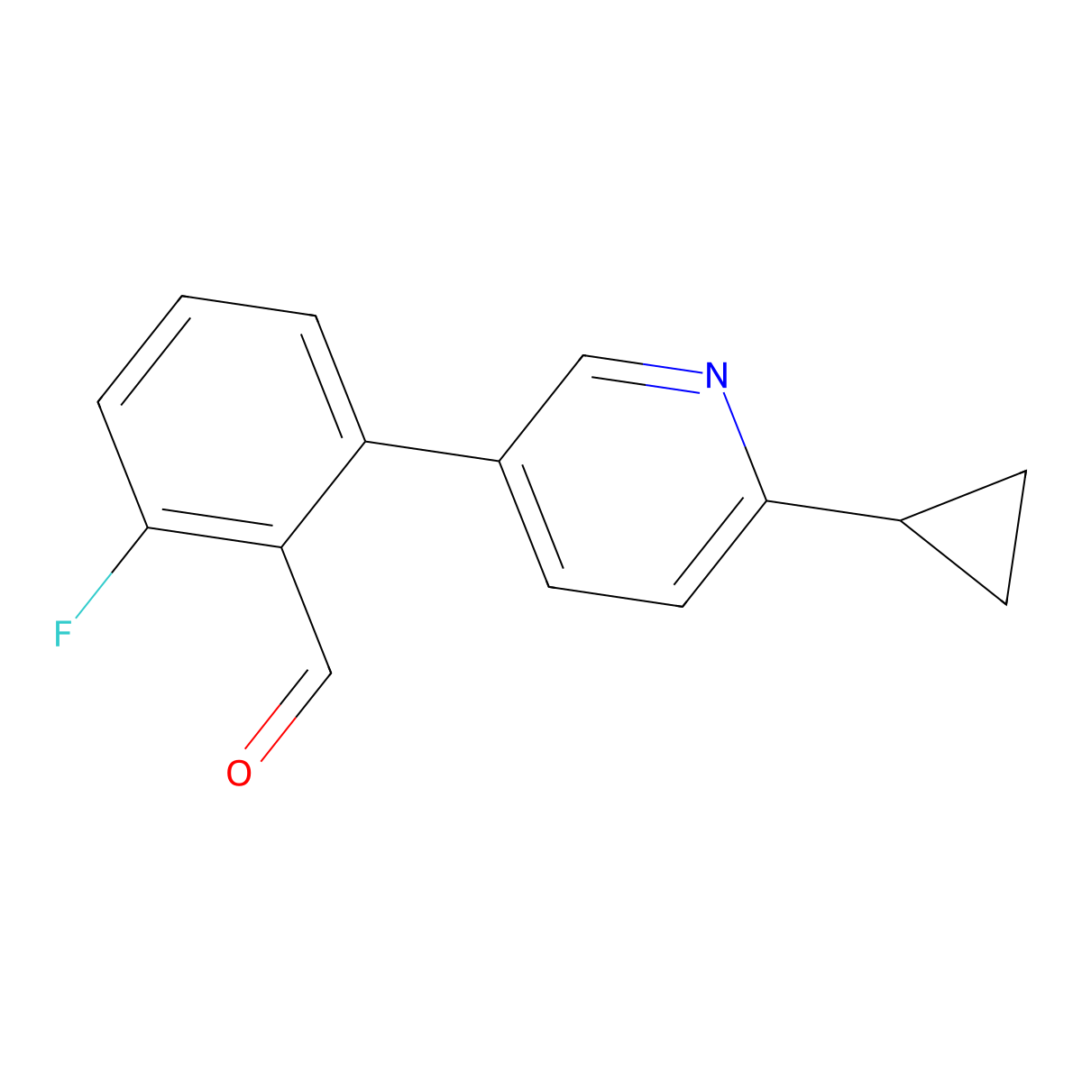 2-(6-Cyclopropylpyridin-3-yl)-6-fluorobenzaldehyde molecular structure, CAS 2172466-39-4