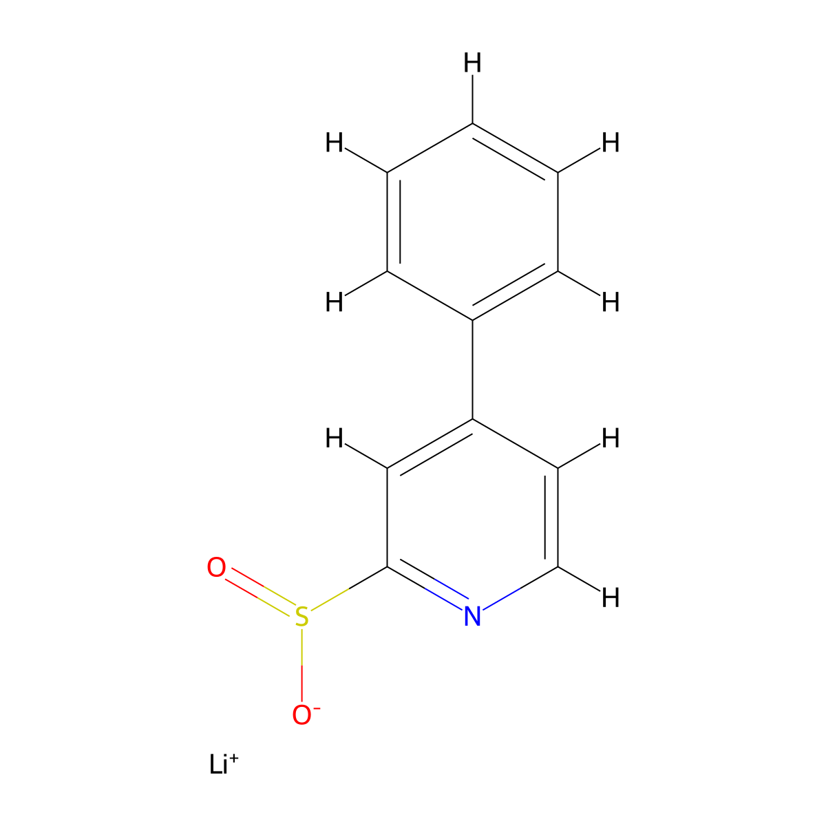 Lithium(1+) ion 4-phenylpyridine-2-sulfinate molecular structure, CAS 2172466-41-8