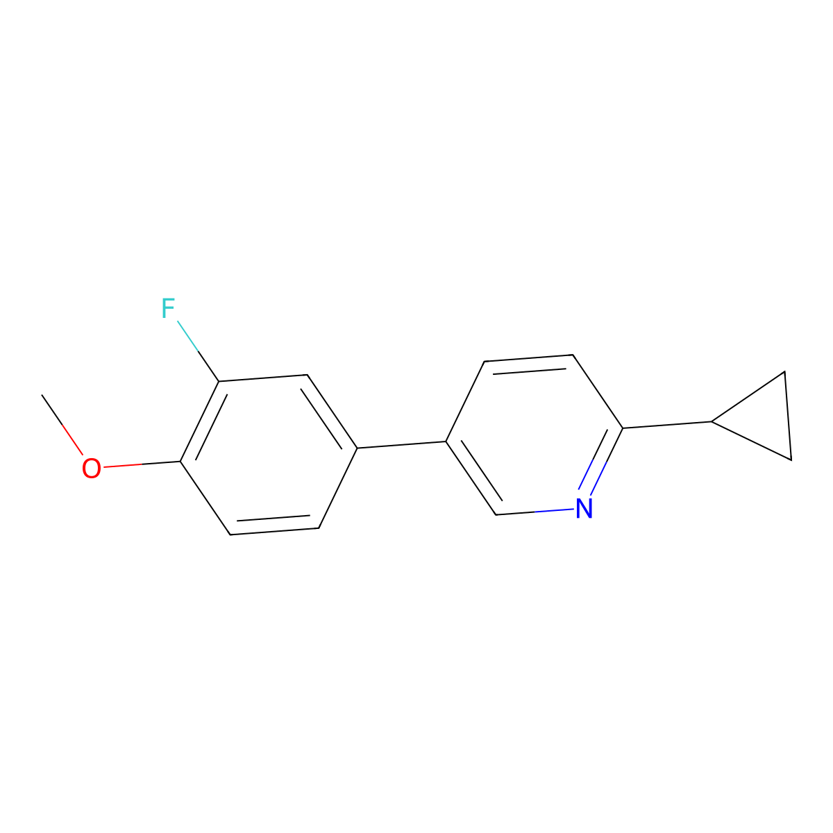 2-Cyclopropyl-5-(3-fluoro-4-methoxyphenyl)pyridine molecular structure, CAS 2172466-96-3