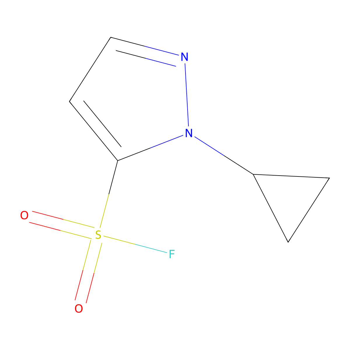 1-cyclopropyl-1H-pyrazole-5-sulfonyl fluoride molecular structure, CAS 2172470-65-2