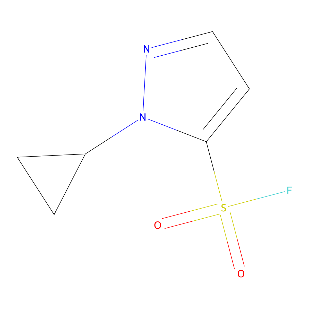 1-cyclopropyl-1H-pyrazole-5-sulfonyl fluoride molecular structure, CAS 2172470-65-2