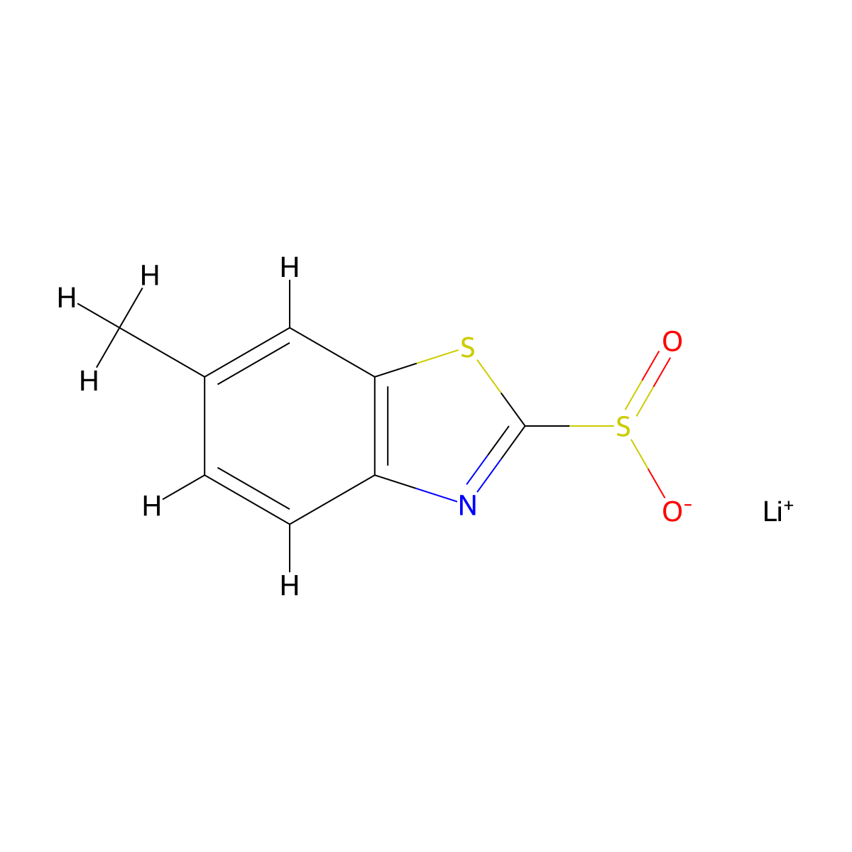 Lithium(1+) ion 6-methyl-1,3-benzothiazole-2-sulfinate molecular structure, CAS 2172471-45-1