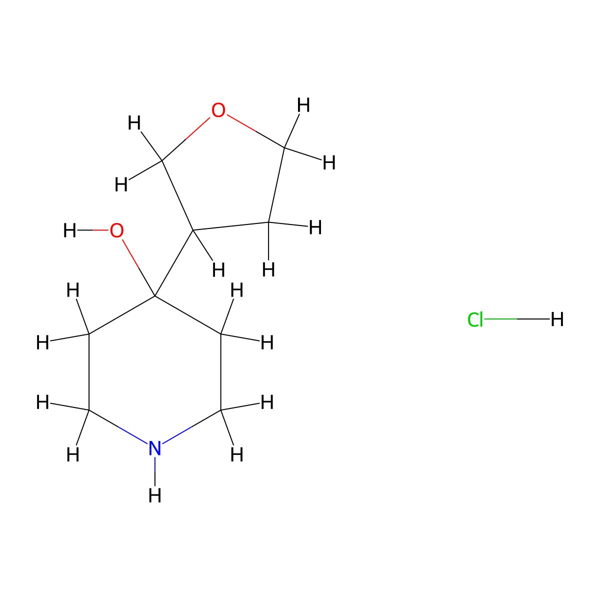 4-(Oxolan-3-yl)piperidin-4-ol hydrochloride molecular structure, CAS 2172473-35-5