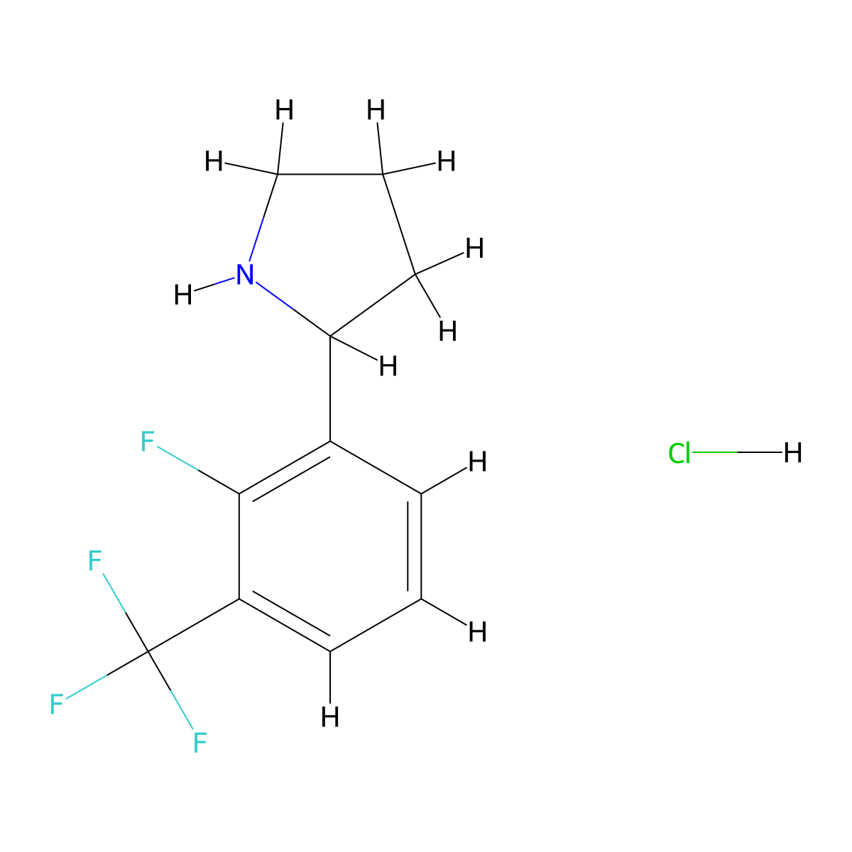 2-[2-Fluoro-3-(trifluoromethyl)phenyl]pyrrolidine hydrochloride molecular structure, CAS 2172473-38-8