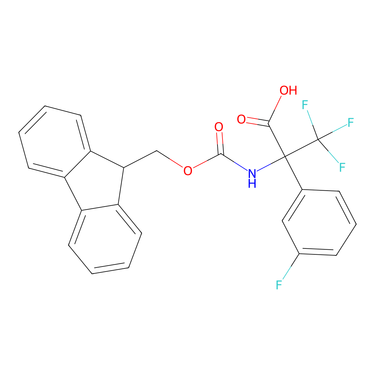 2-({[(9H-fluoren-9-yl)methoxy]carbonyl}amino)-3,3,3-trifluoro-2-(3-fluorophenyl)propanoic acid molecular structure, CAS 2172473-43-5