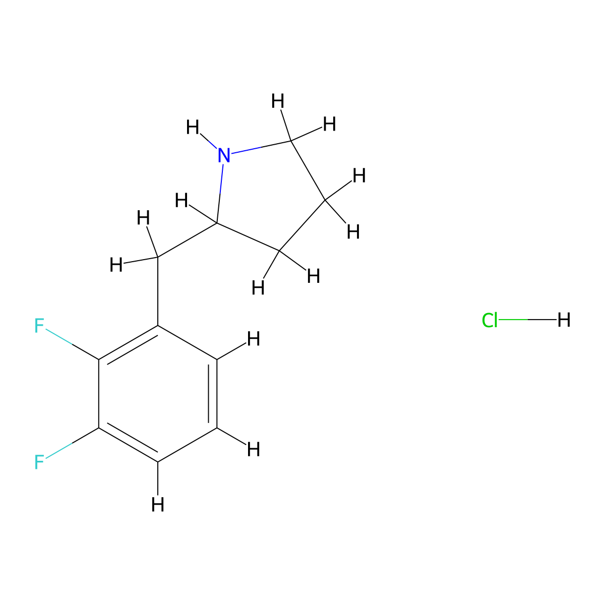 2-[(2,3-Difluorophenyl)methyl]pyrrolidine hydrochloride molecular structure, CAS 2172474-38-1