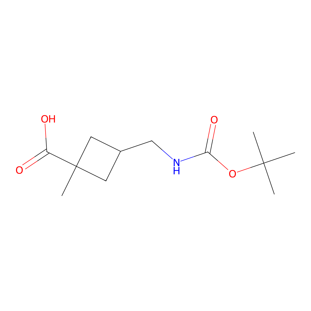 3-({[(Tert-butoxy)carbonyl]amino}methyl)-1-methylcyclobutane-1-carboxylic acid molecular structure, CAS 2172475-06-6