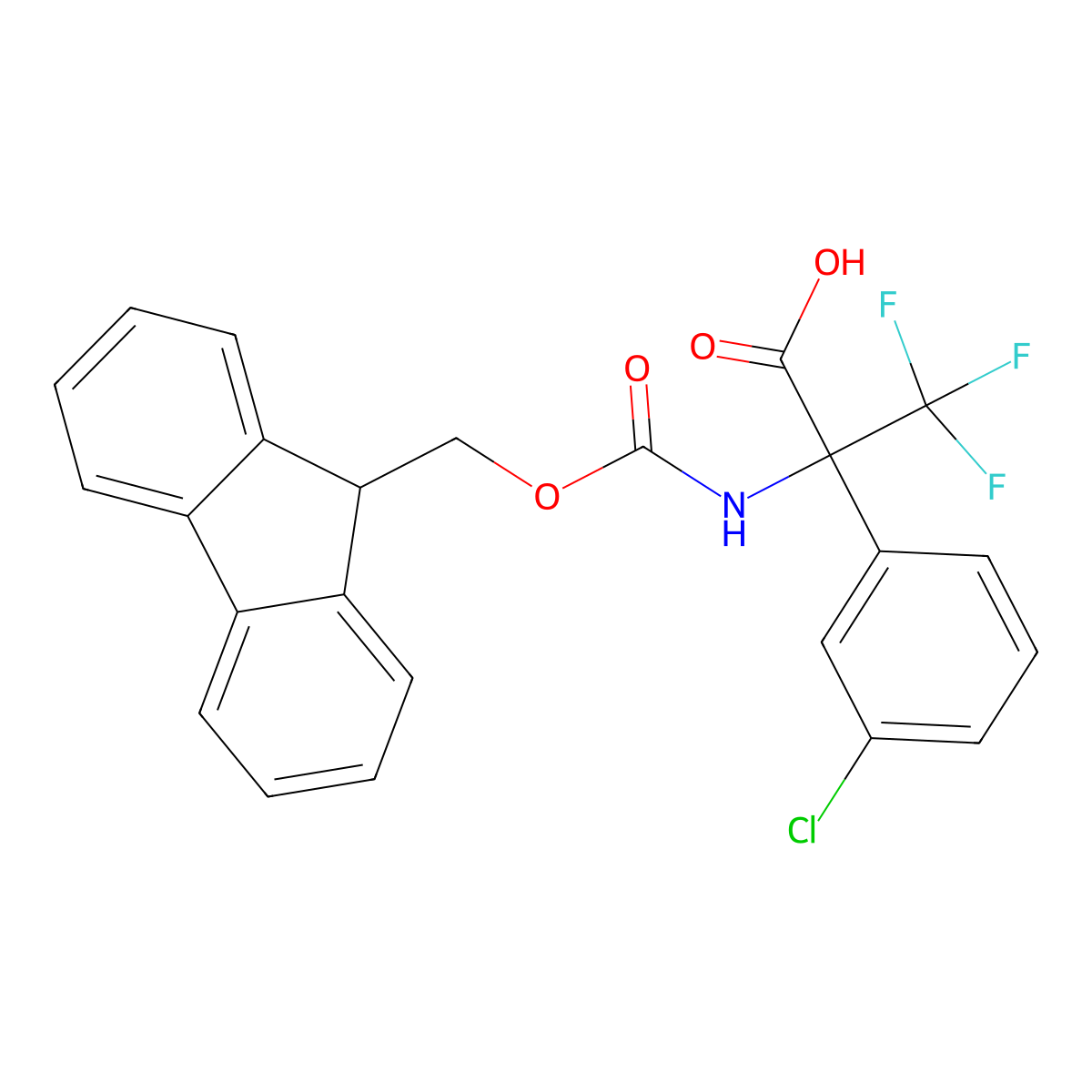 2-(3-chlorophenyl)-2-({[(9H-fluoren-9-yl)methoxy]carbonyl}amino)-3,3,3-trifluoropropanoic acid molecular structure, CAS 2172475-61-3