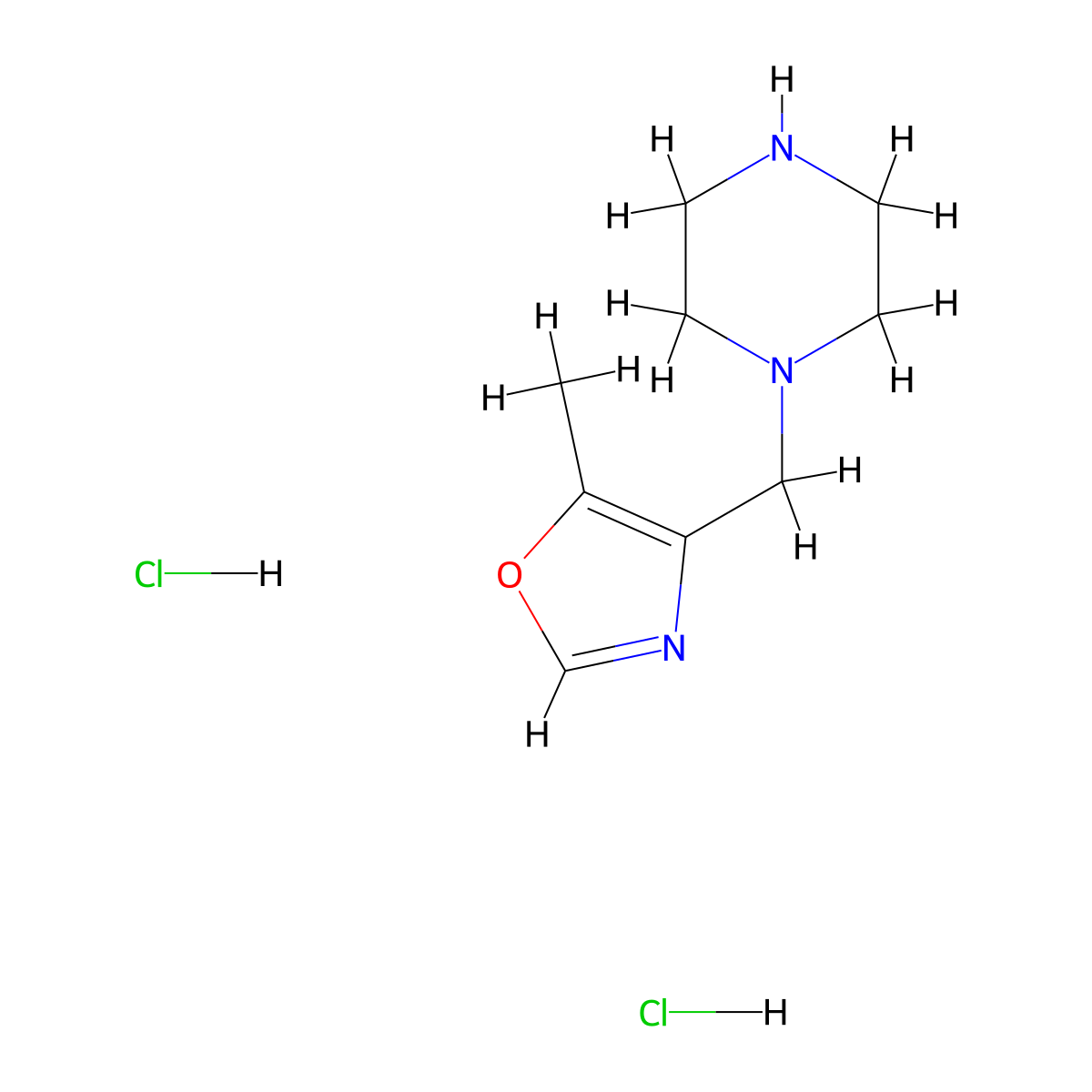 1-((5-Methyl-1,3-oxazol-4-yl)methyl)piperazine dihydrochloride molecular structure, CAS 2172476-02-5