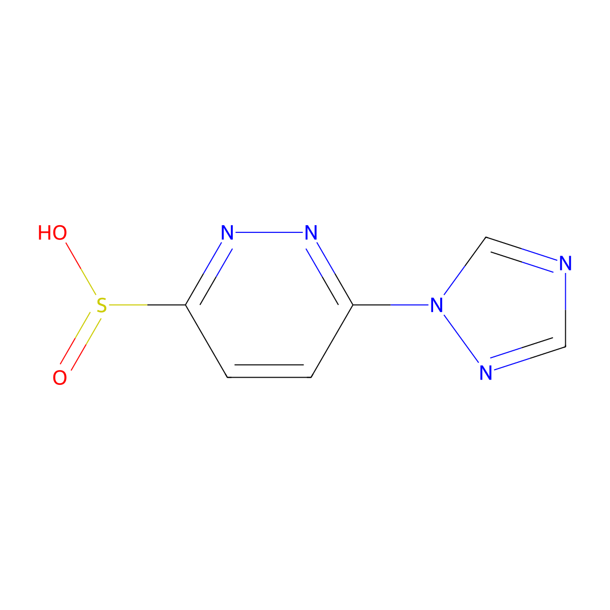 6-(1H-1,2,4-triazol-1-yl)pyridazine-3-sulfinic acid molecular structure, CAS 2172476-07-0