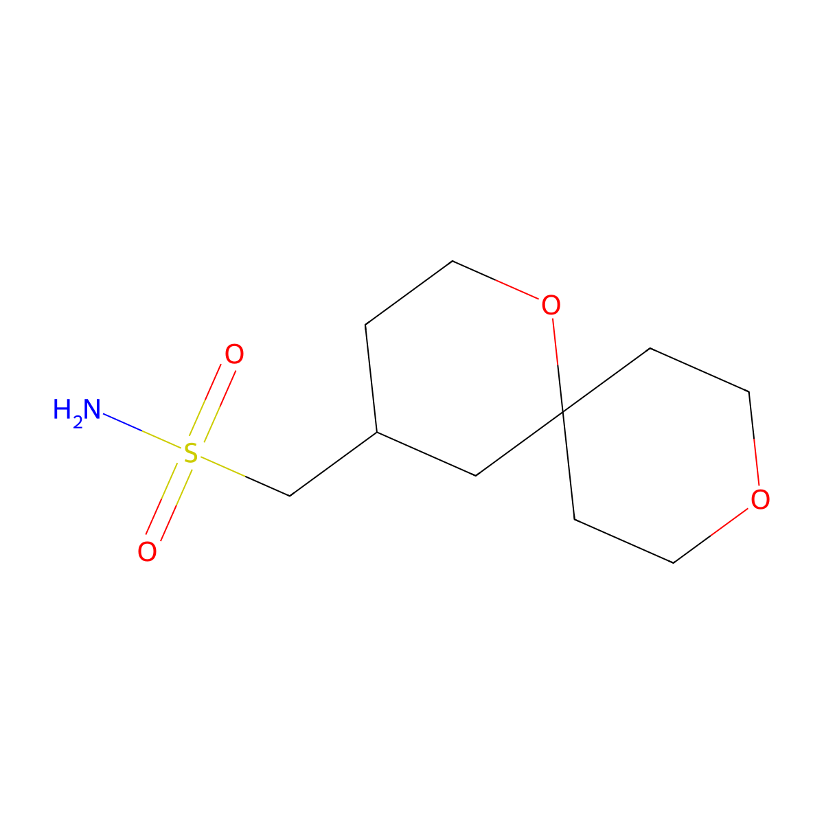 1,9-Dioxaspiro[5.5]undecan-4-ylmethanesulfonamide molecular structure, CAS 2172476-10-5